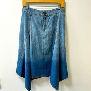 Soft Surroundings • Denim Ombré Skirt w/Asymmetrical Hem • Sz S